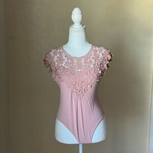 Elegant Pink Lace Women's Top